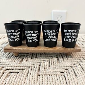 Lot of 7 brand new I don’t like you Black Shot Glass Set with Stand